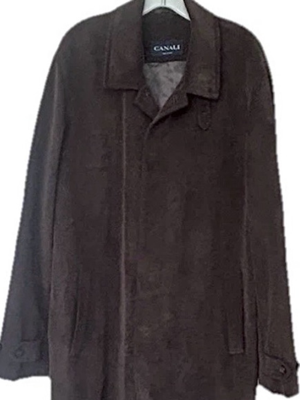 Canali Brown Textured Car Coat Men’s Overcoat Size 54 XL Made in Italy
